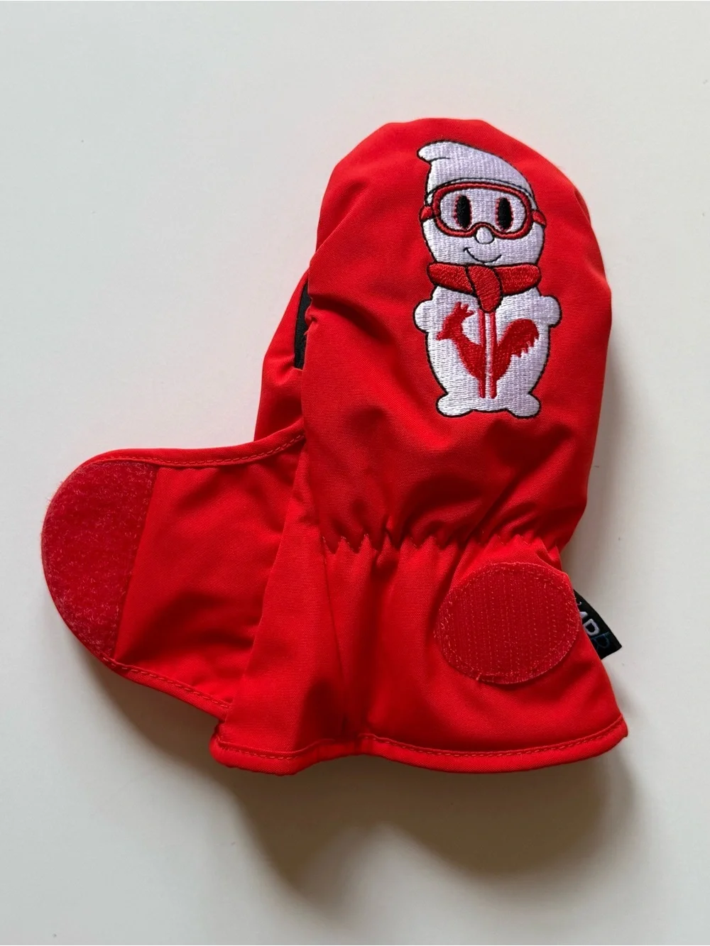 Rossignol Kids Unisex Red Waterproof Mittens with Character Embroidery - Size 4